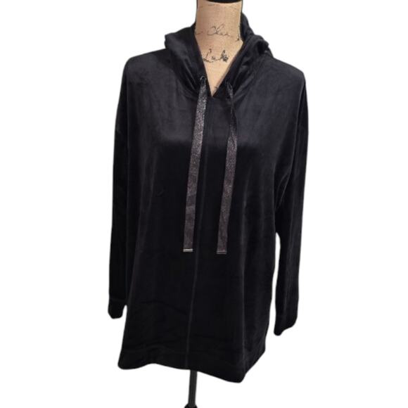 Chico's Zenergy Super Soft Black Velvet Hoodie Size 3 XL - Picture 2 of 9